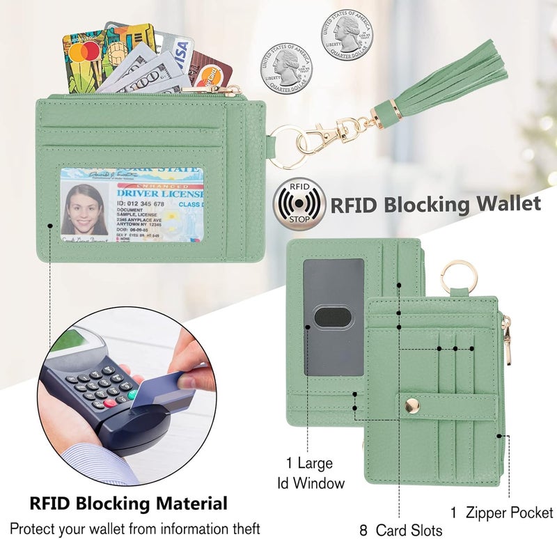KNGITRYI حافظة مفاتيح مع سوار للنساء، حافظة بطاقات ائتمان رفيعة بتقنية RFID مع سلاسل مفاتيح وخلخال لمفاتيح للرجال والنساء - Image 3